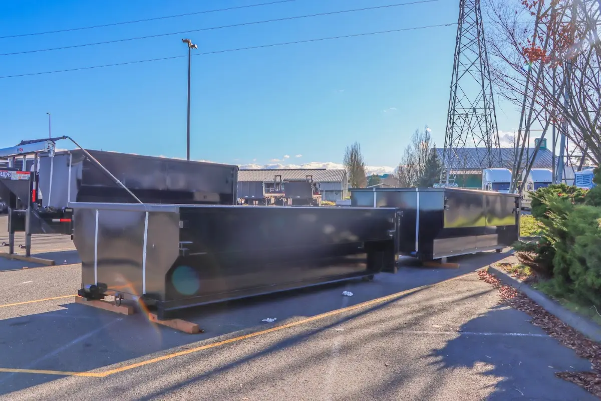 Roll-off dumpster ready for waste disposal at job site for 2 Yard Dumpster Rental in Wantage